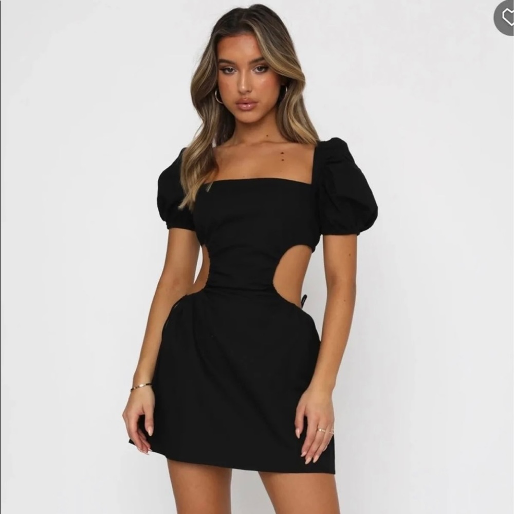 Black cut out mini dress